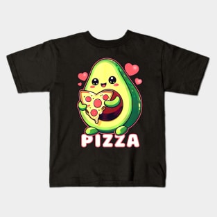 A cute sweet avocado eating pizza Kids T-Shirt